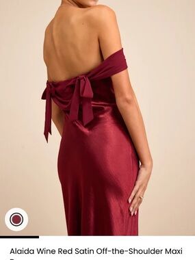 Lulu's Wine Red Satin Off-the-Shoulder Maxi Dress with Back Tie
